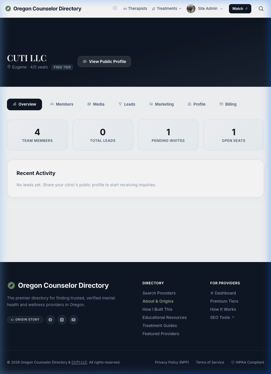 Clinic Administrator Dashboard